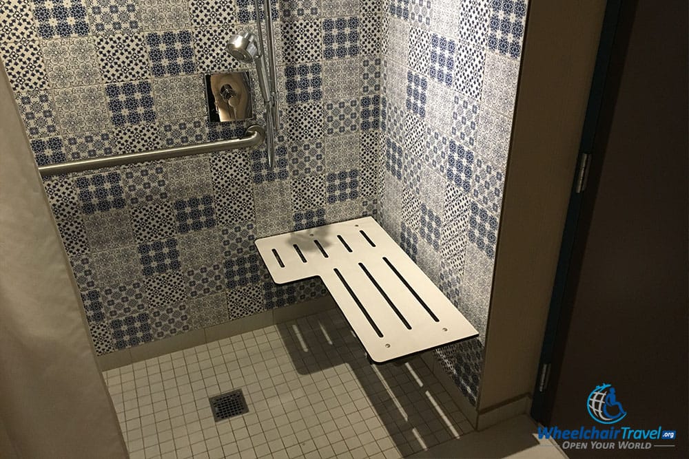 ADA compliant roll-in shower at The Westin Cleveland.