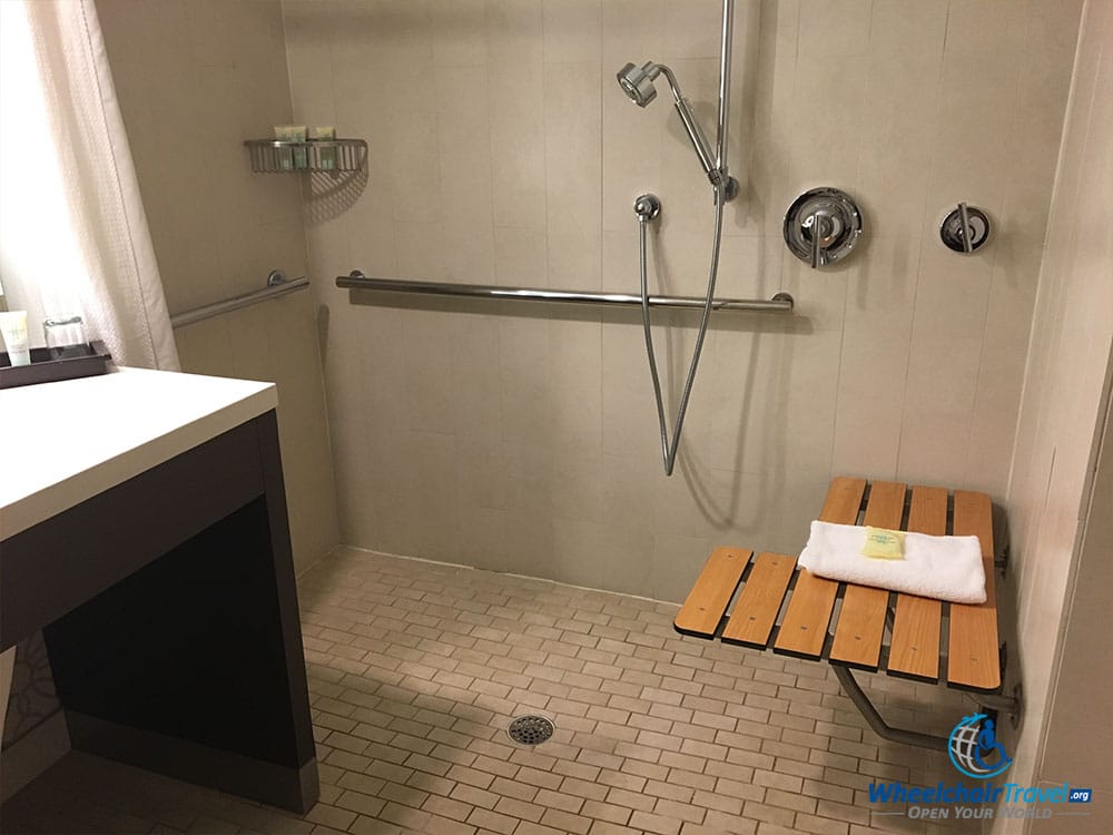 ADA accessible roll-in shower at Grand Hyatt Tampa Bay.