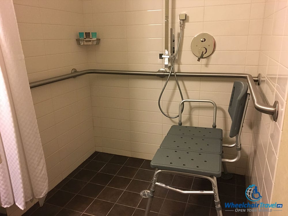 Illegal roll-in shower at the Hyatt Regency Chicago-Schaumburg.