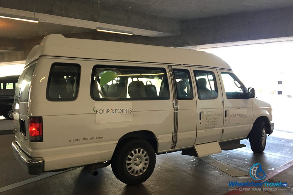 Four Points by Sheraton DFW Airport North hotel airport shuttle is not ADA compliant.