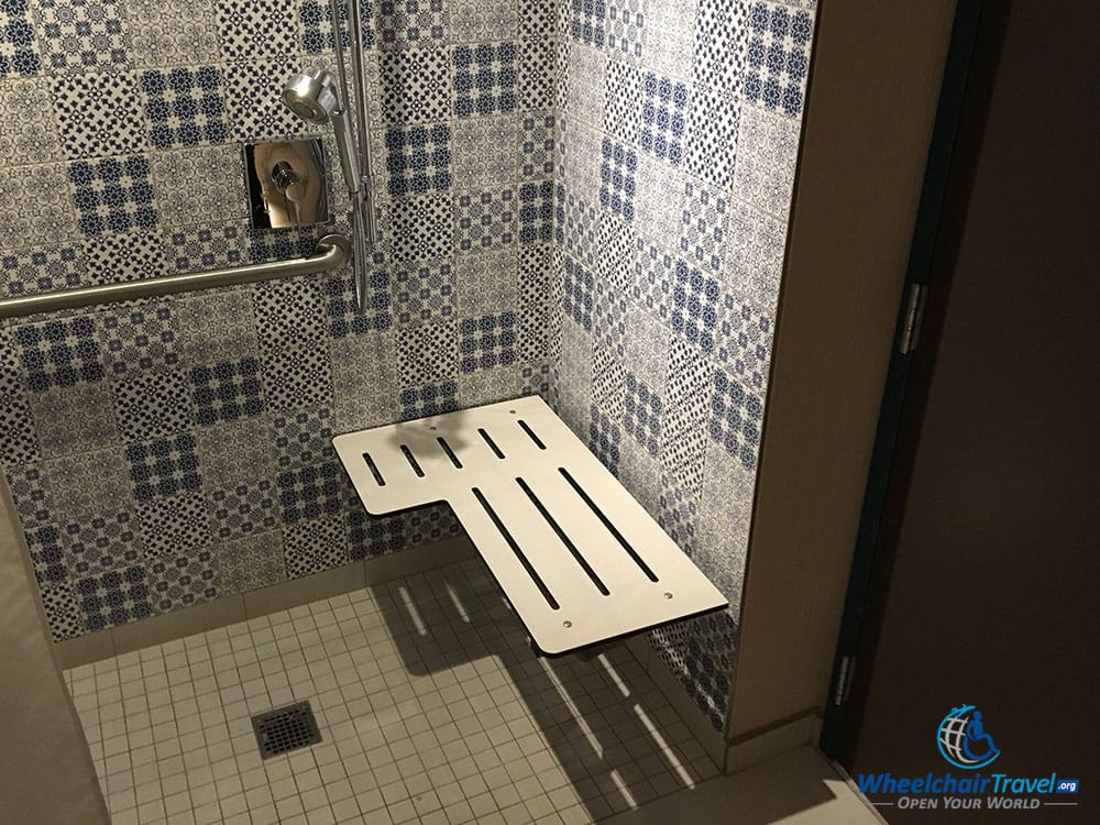 ADA compliant roll-in shower at Westin Cleveland.