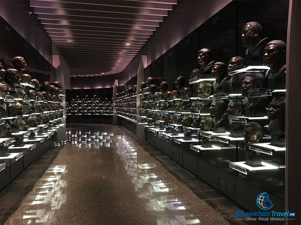 Busts of the members of the Pro Football Hall of Fame.