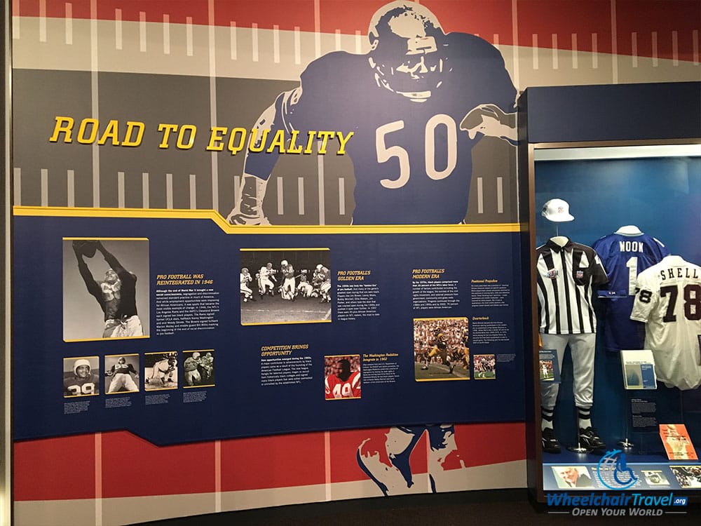 Display charting pro football's path to racial equality.