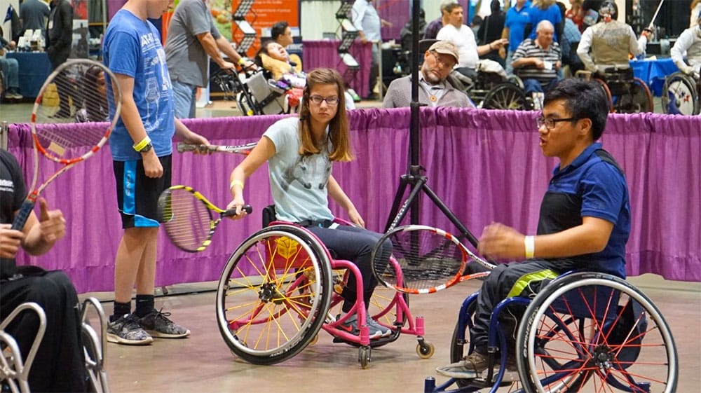 Wheelchair tennis at the Abilities Expo.