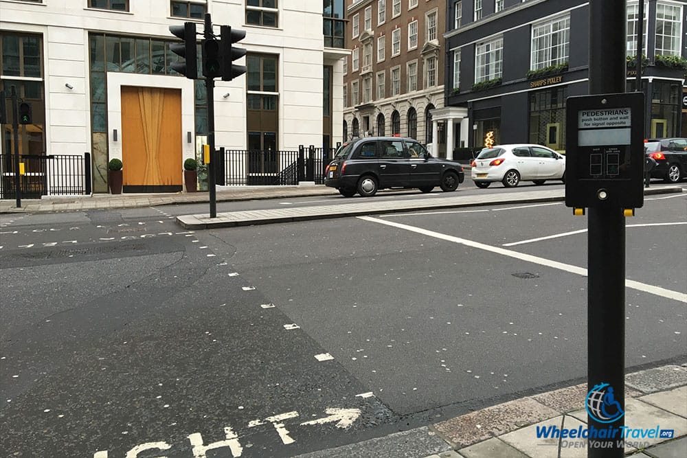 London crosswalk signal.