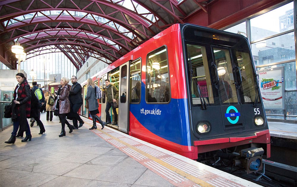 A wheelchair accessible London DLR train.