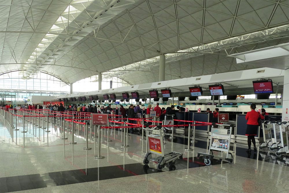 Hong Kong Airport departures and check-in. Photo by Malcolm Koo.