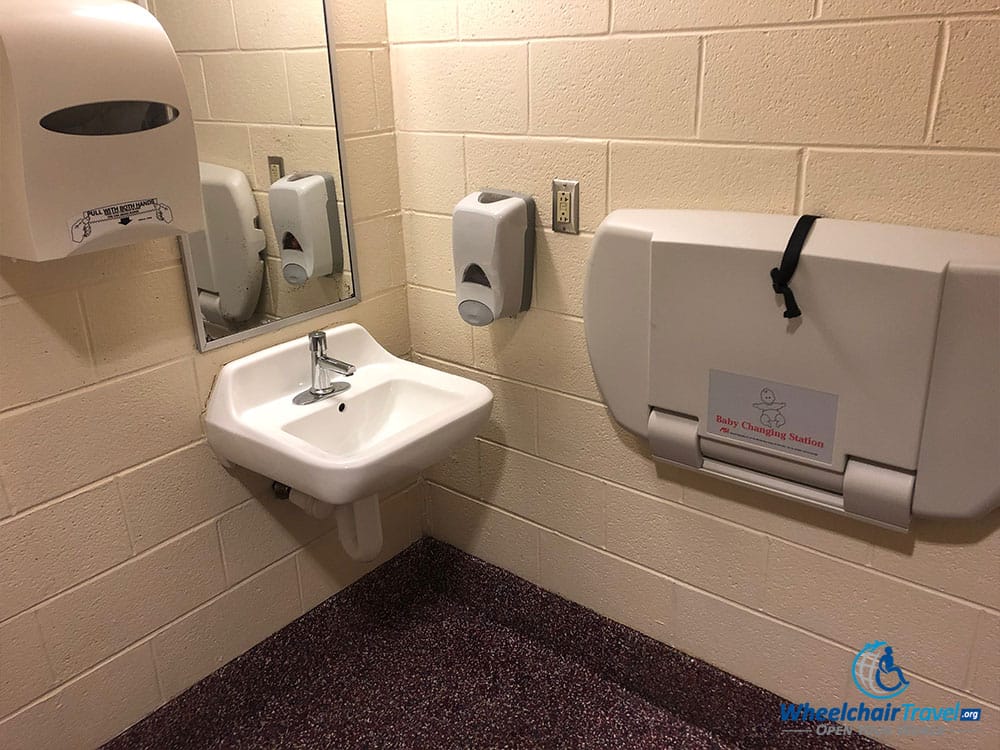 Each family restroom contains a baby changing station.