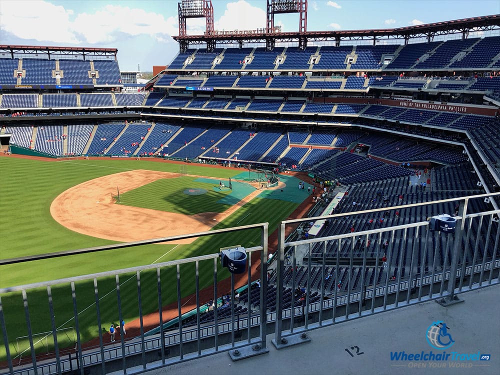 Wheelchair accessible seats in the 300-level of the Phillies ballpark.