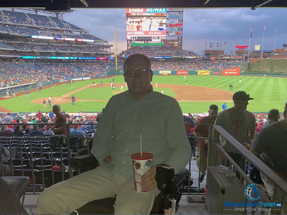 Sitting in section 117 at a Phillies baseball game.