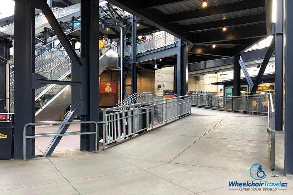 Circular ramp for access to upper levels at PNC Park.