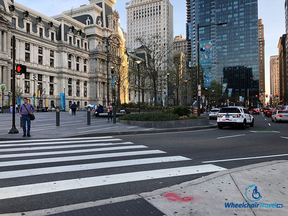 Crosswalk in front of the Philadelphia City Hall.