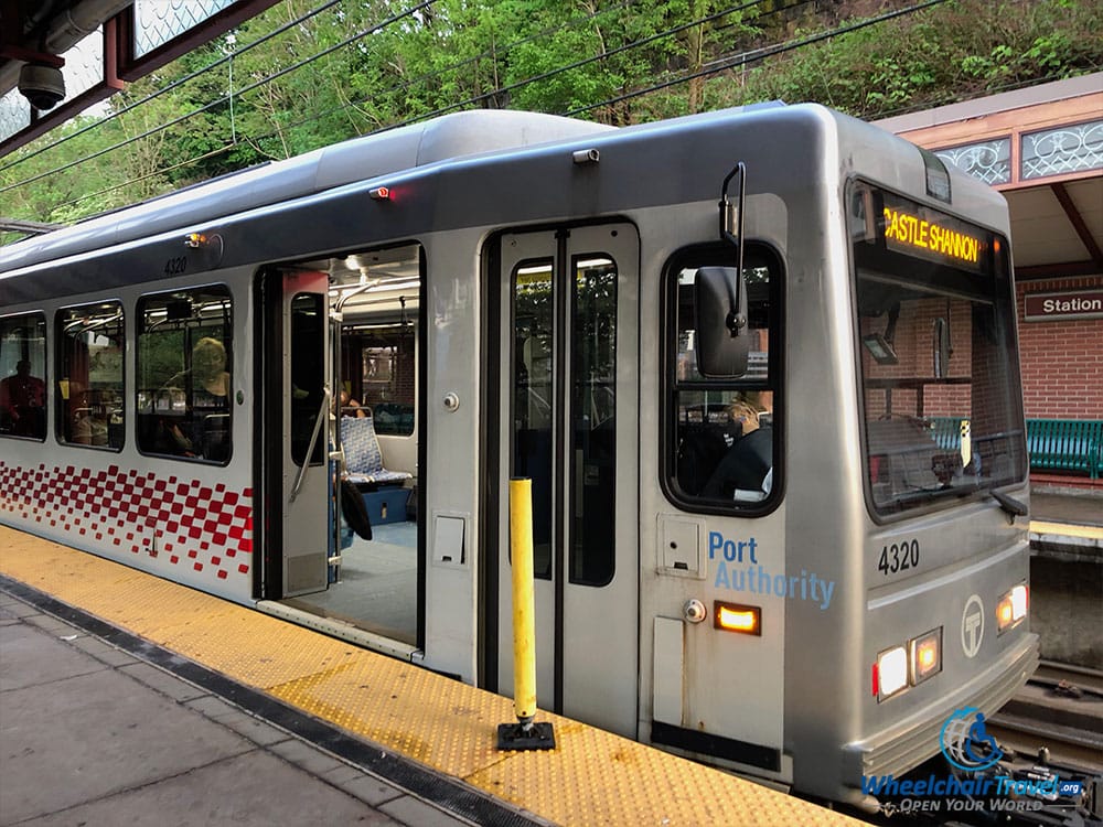 Wheelchair accessible Pittsburgh light rail train.