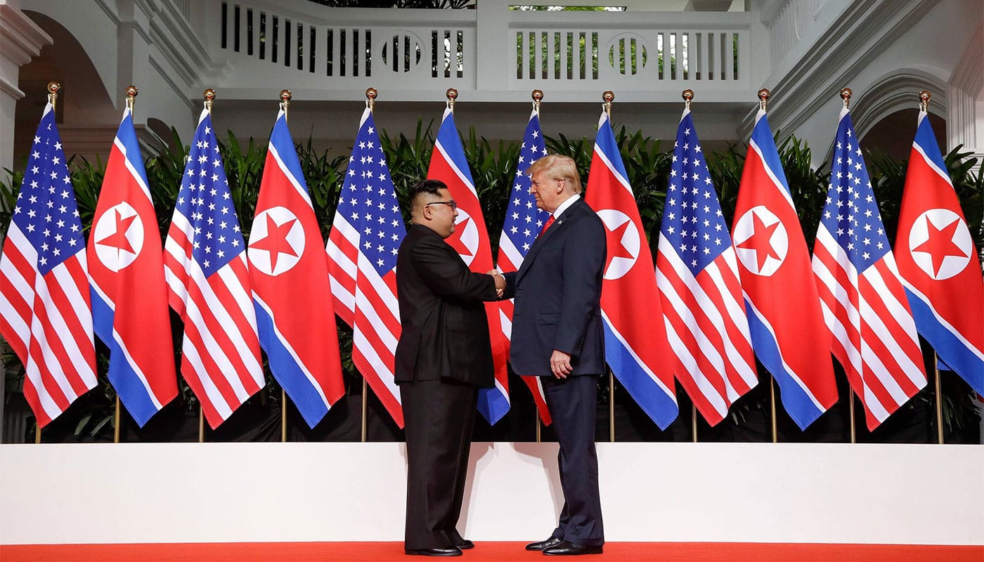 Historic meeting between United States President Donald Trump and North Korean Chairman Kim Jong-un.