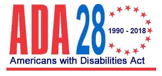 ADA 28th anniversary logo.