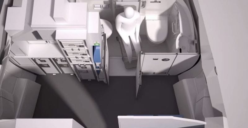 The SpaceFlex v1 accessible lavatory, for use on Airbus A320-series aircraft.