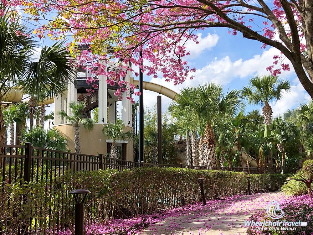 Accessible walkway at Orlando World Center Marriott resort.