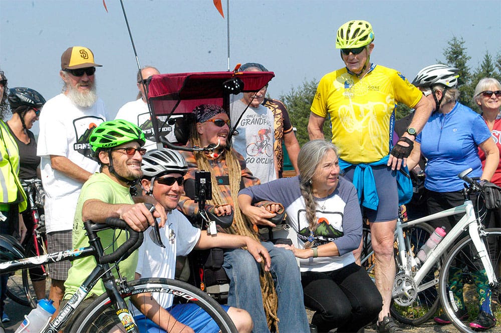 Ian Mackay surrounded by his supporters.