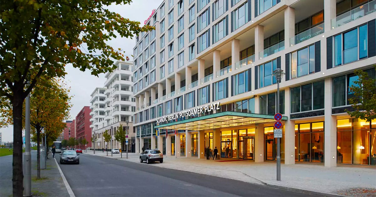 Exterior view of Scandic Berlin Potsdamer Platz hotel.