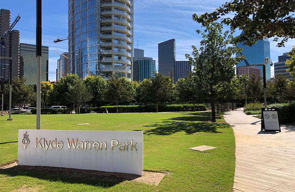 Entrance to Klyde Warren Park.