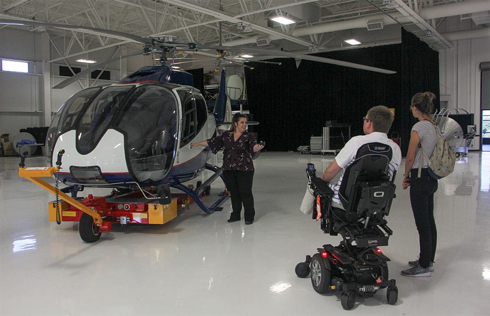 Taking a tour of the GoHelico hangar.