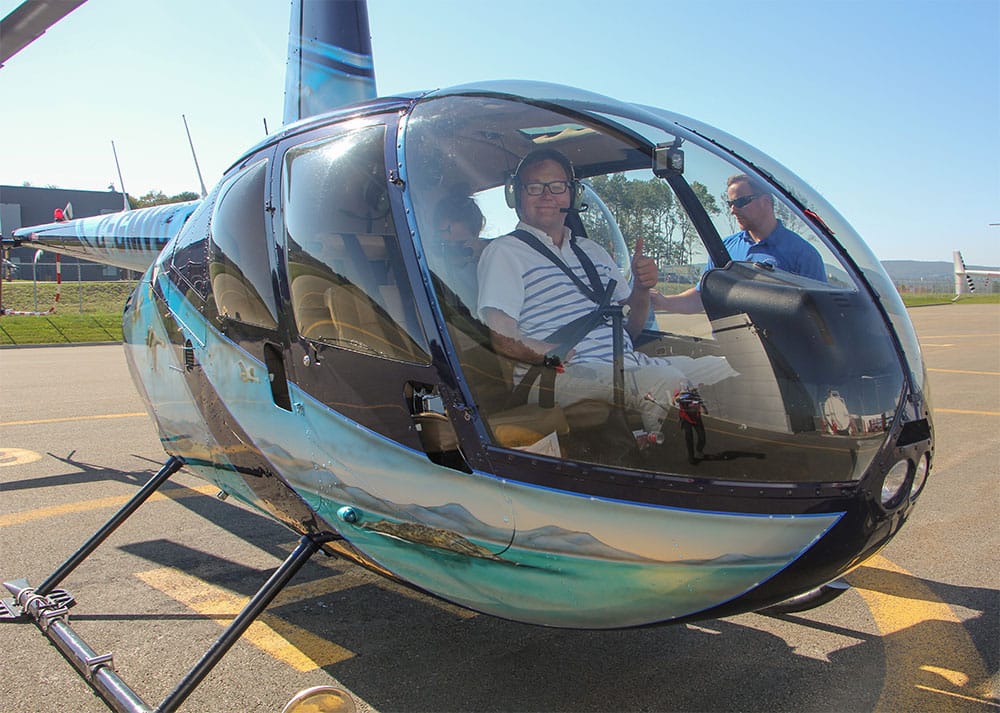 Seated, buckled and ready for take-off.