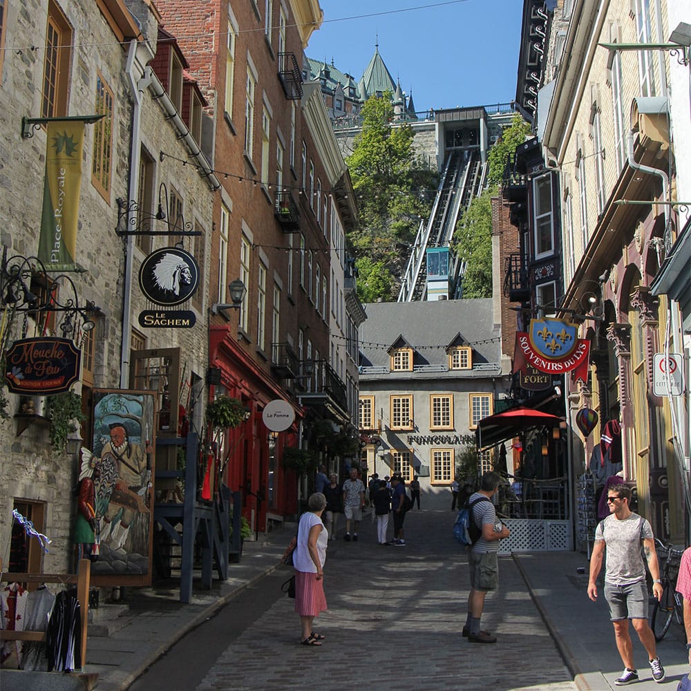 Funicular as seen from the lower town in Old Quebec City.