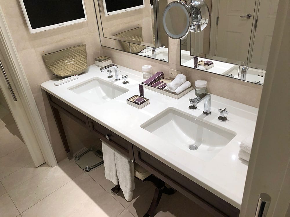 Double sink bathroom vanity.