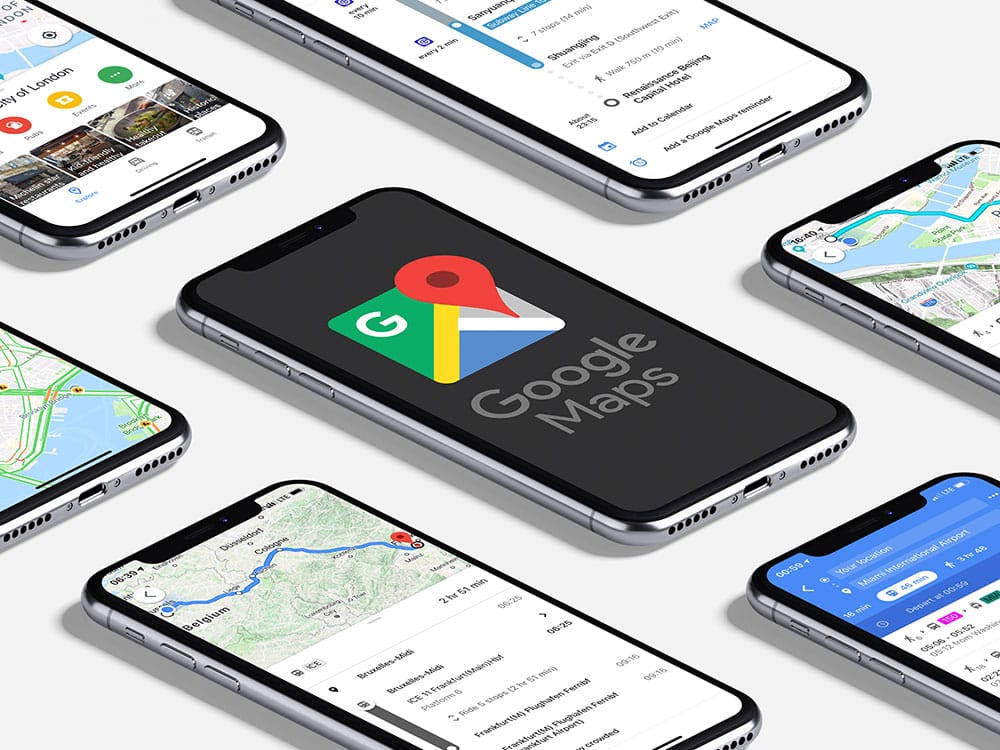 Screenshots of the Google Maps iPhone app.