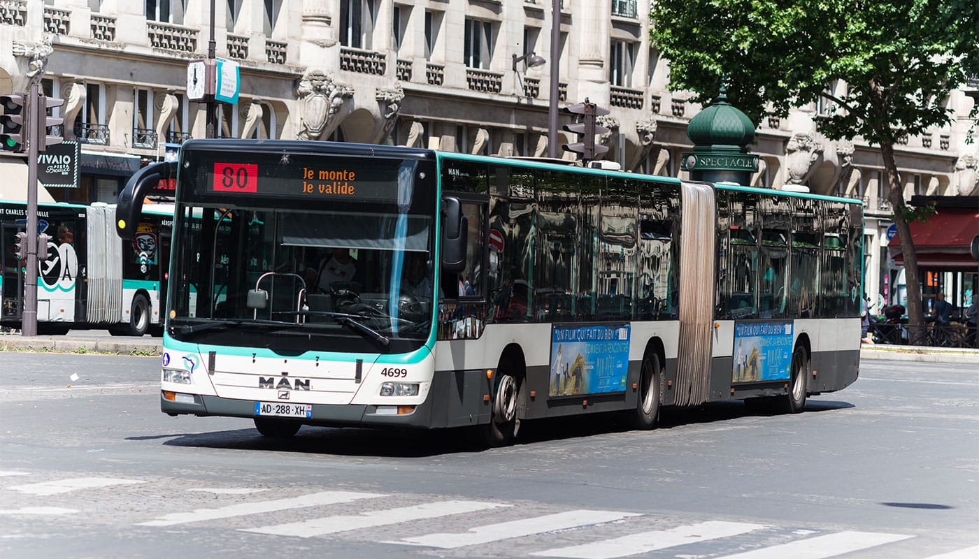 City buses in Paris, France serve people regardless of ability.