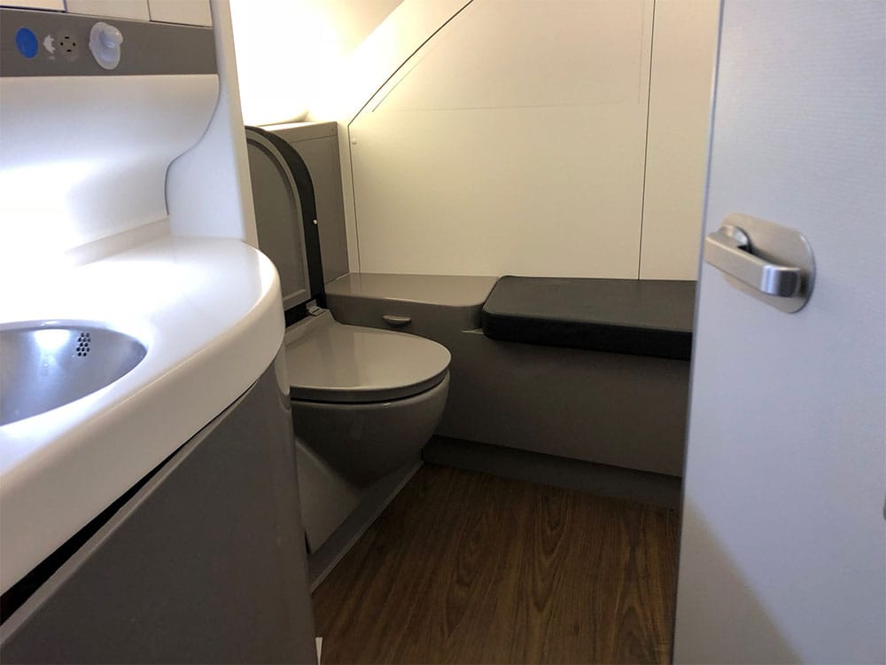 Accessible lavatory on a British Airways Airbus A380.