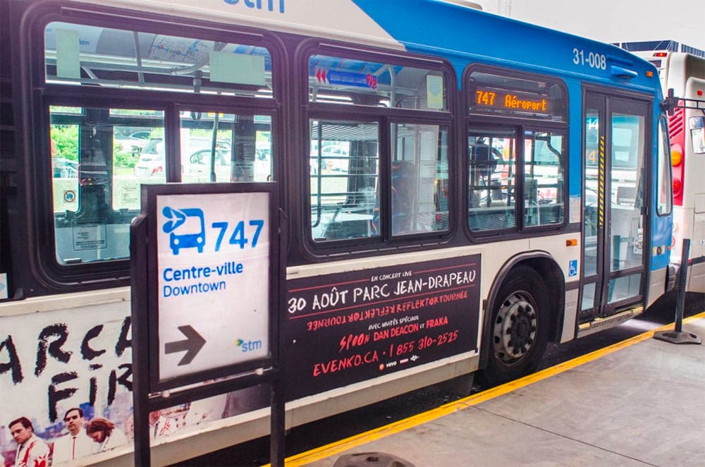 747 Express bus at Montreal Airport. | Photo courtesy CityByTrain.com.