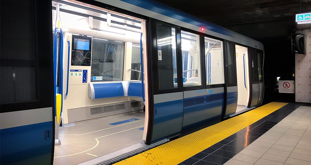 Wheelchair accessible metro train car in Montreal.