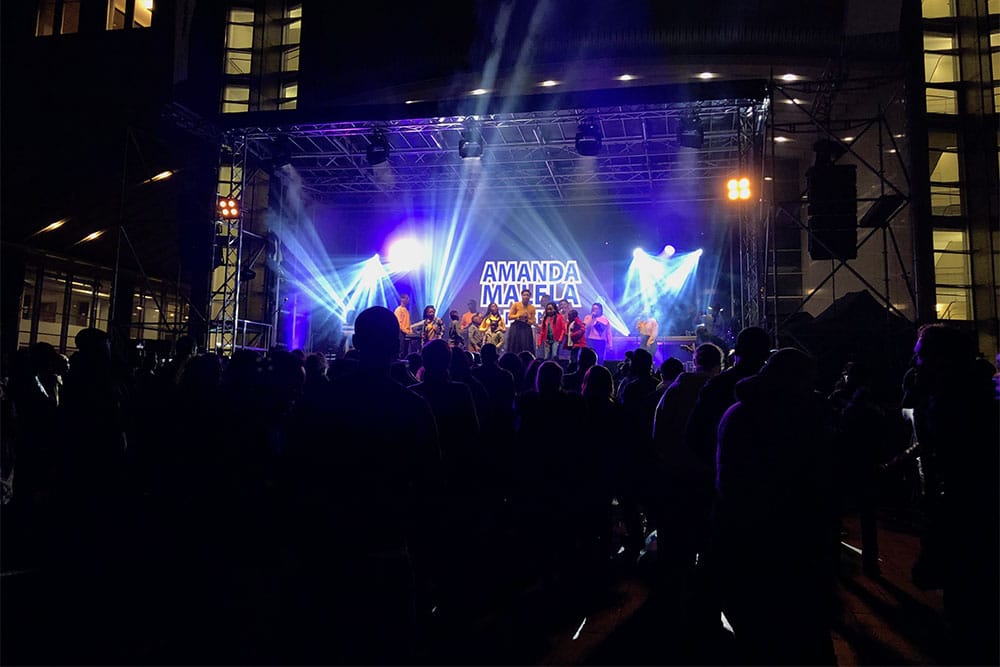 Concert held outside the European Parliament.