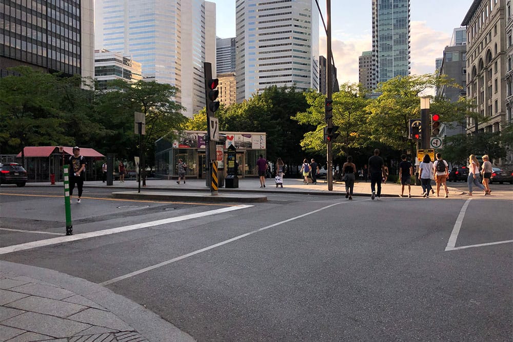 Wheelchair accessible crosswalk in Montreal.