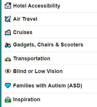 accessibleGO Travel Forum categories.