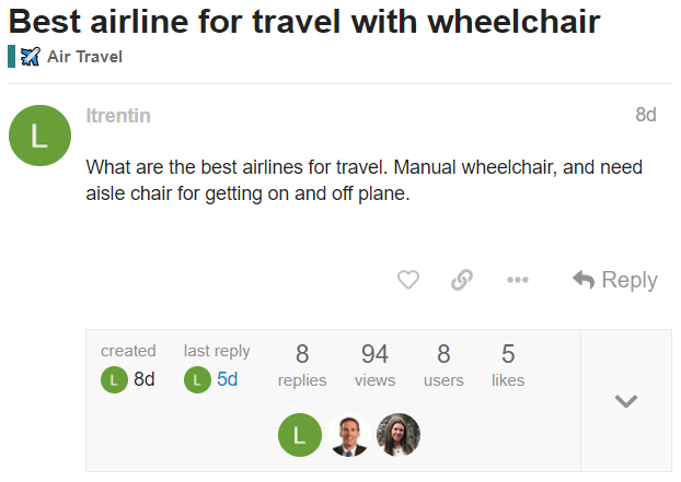 Screenshot of accessibleGO Travel Forum post.