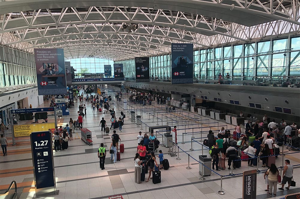 Departures hall at Buenos Aires EZE Airport.