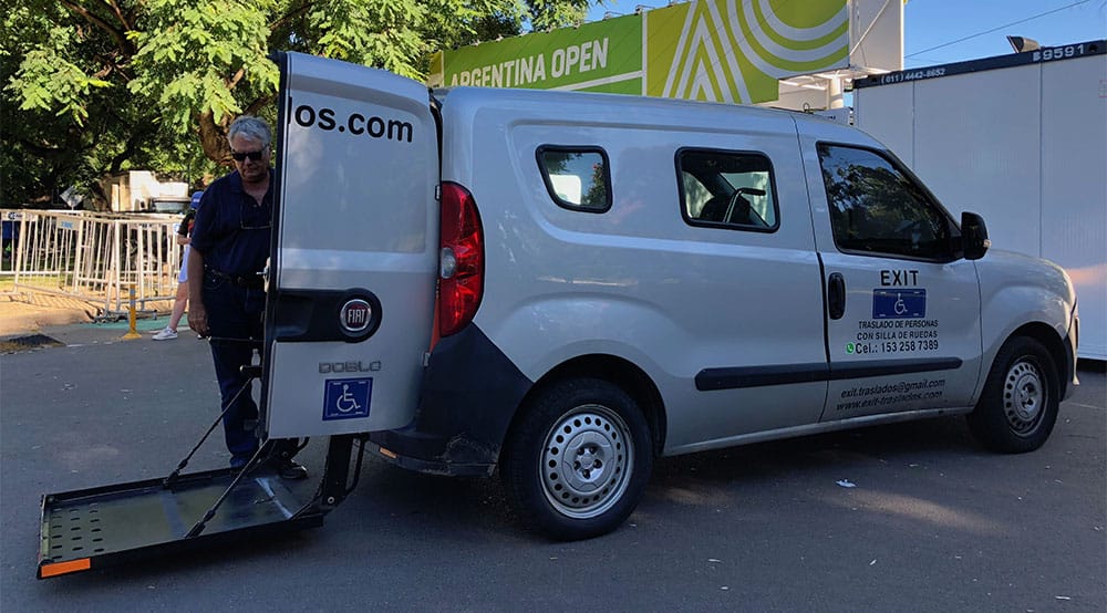 Exit-Traslados accessible taxi with wheelchair lift in Buenos Aires.