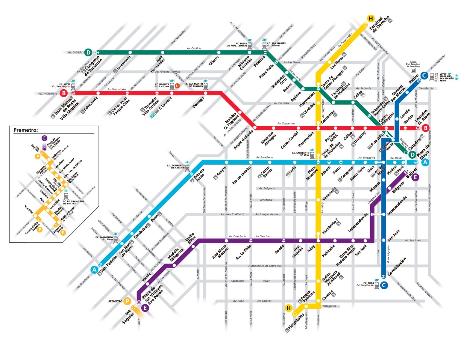 Map of the Buenos Aires Subte.