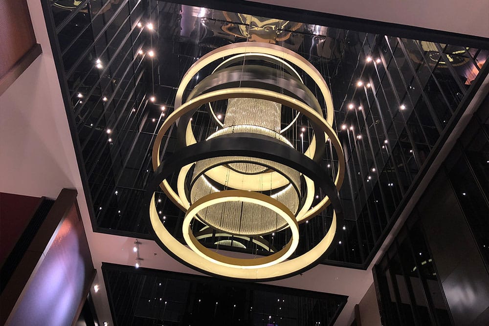 Impressive lighting fixture in the lobby.