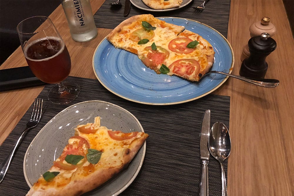 Margherita pizza at Capitalino restaurant.