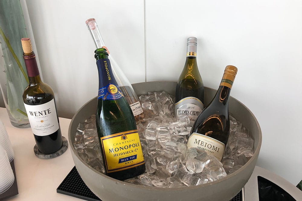 Wine offering in Select Class lounge.