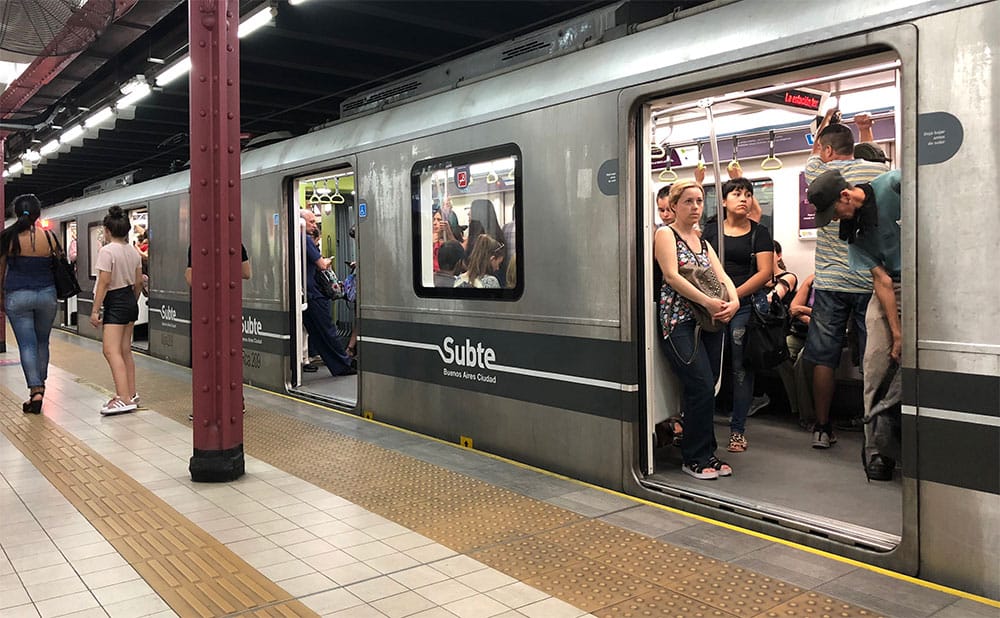 Subte train in Buenos Aires.