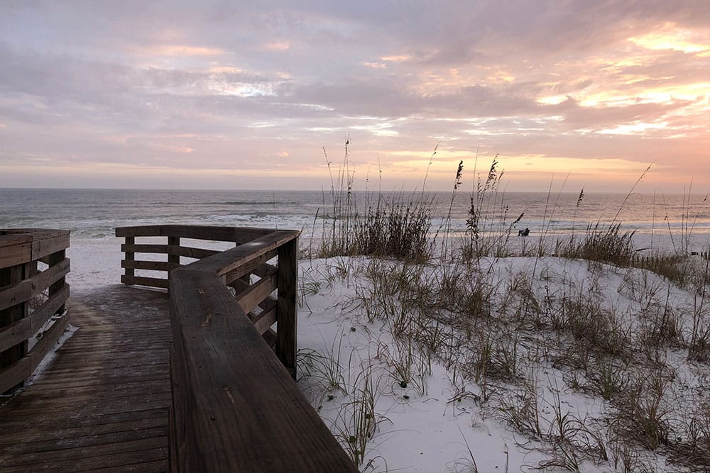 Wooden ramp to beach.