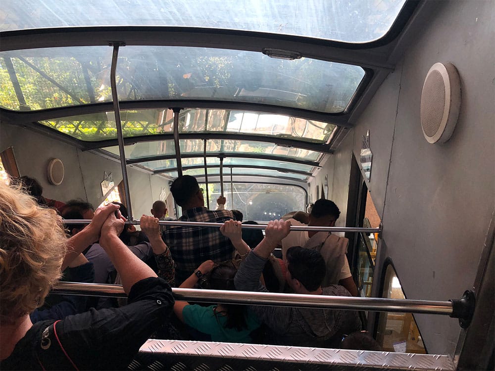 Interior of the funicular.