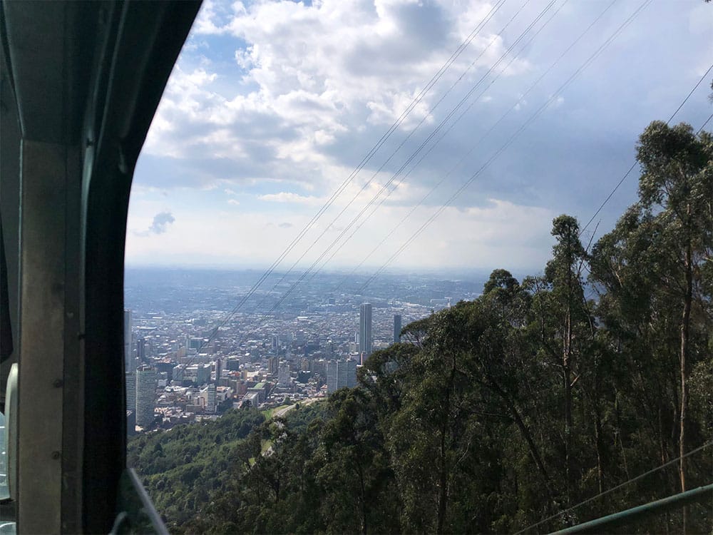 Looking out the window of the funicular.