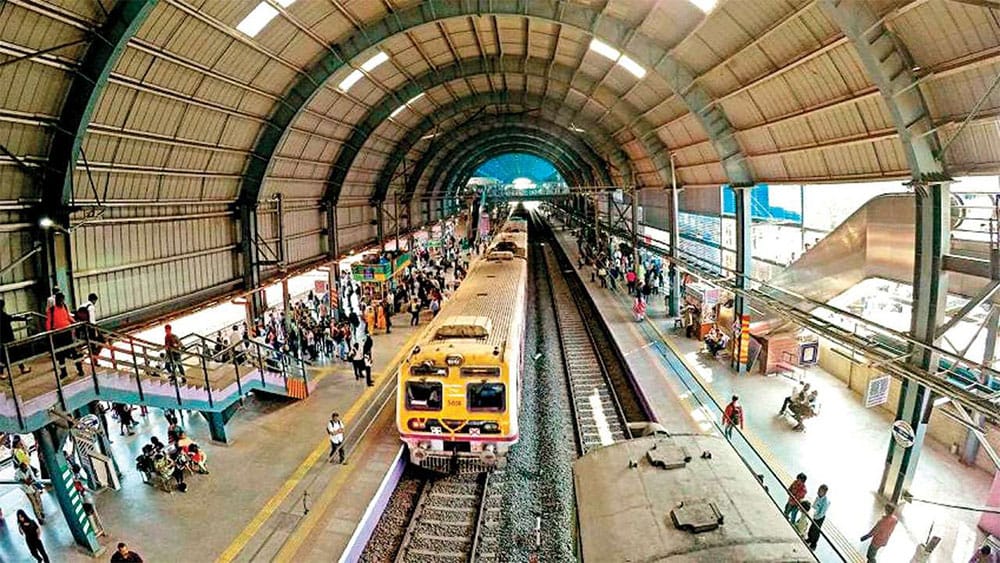 Train at Thane, India railway station.