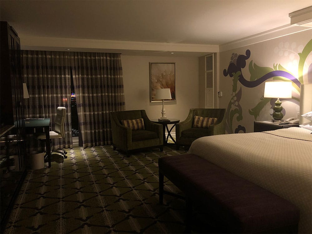 Spacious accessible hotel room at Bellagio Las Vegas.