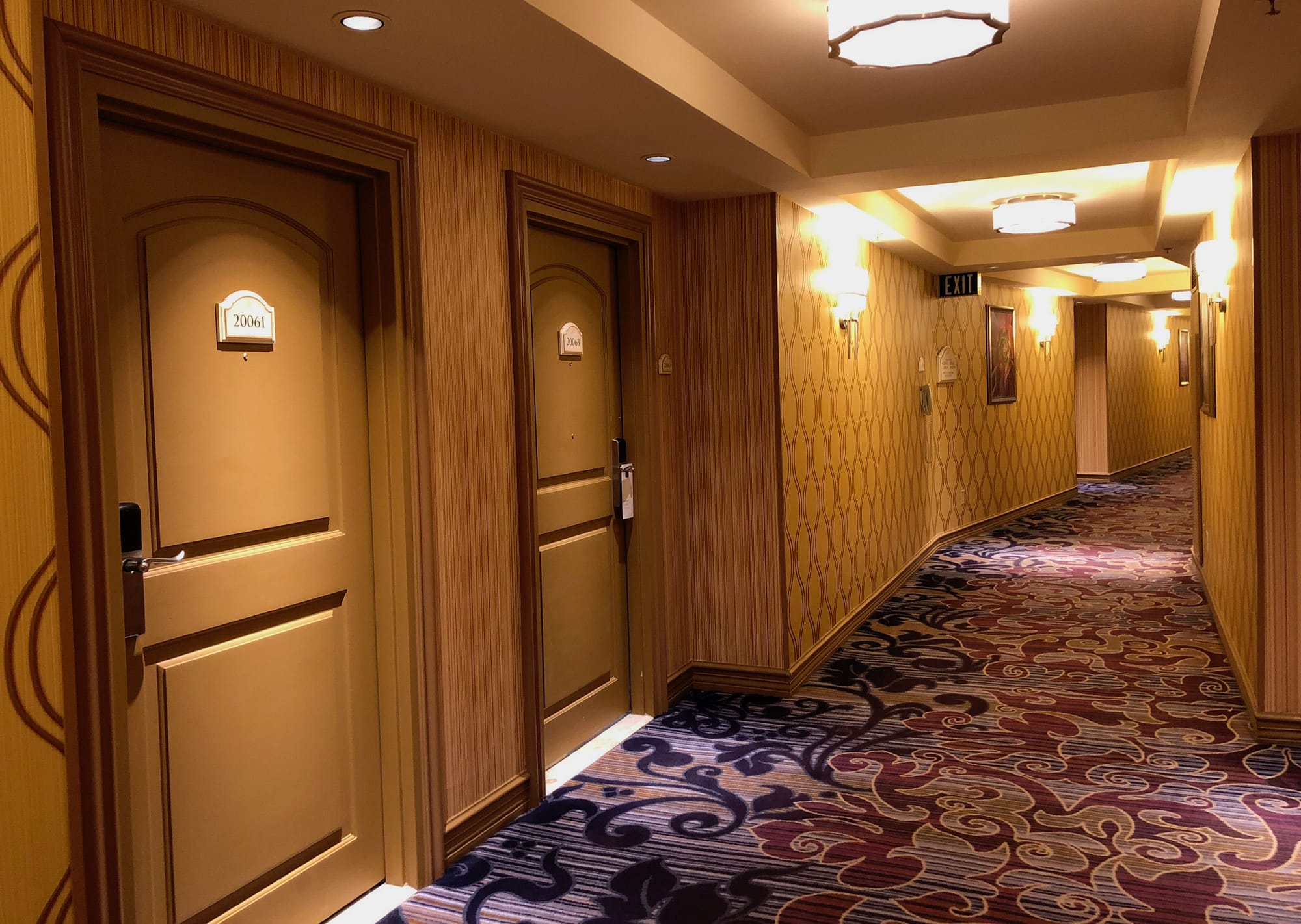 Guest room floor at Bellagio Hotel.